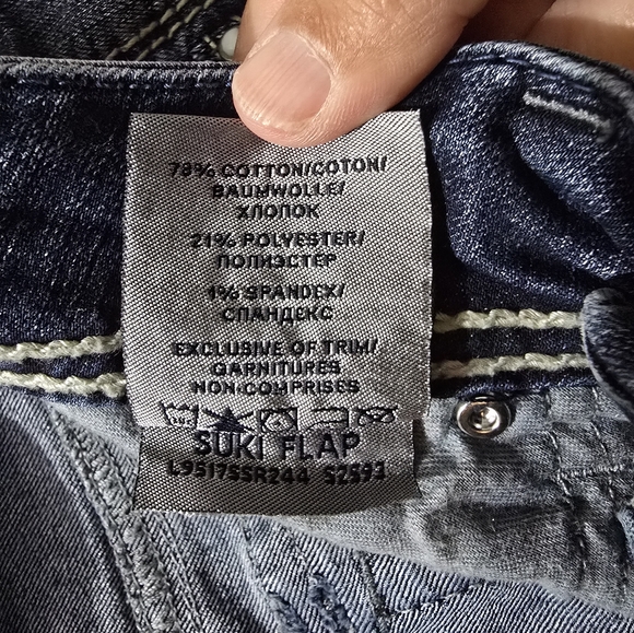 Silver Jeans Suki Flap Blue Boot Cut Jeans Pearl Rivets 2 Button Size 29W 32L - Picture 4 of 13